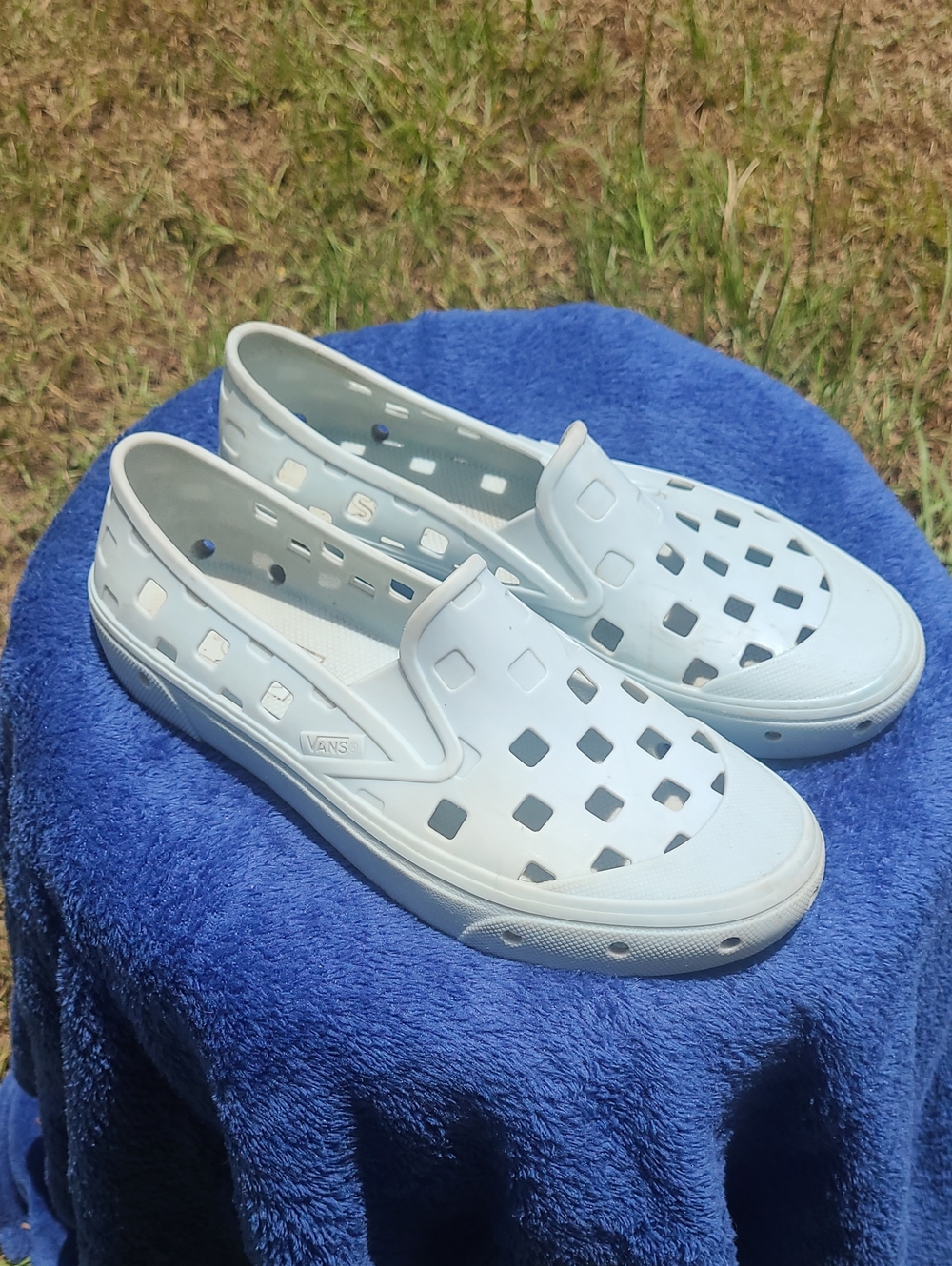 Vans Light Blue Perforated Slip-On Rubber Shoes Womens Size 6